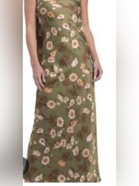 Olive Green Floral Slip dress